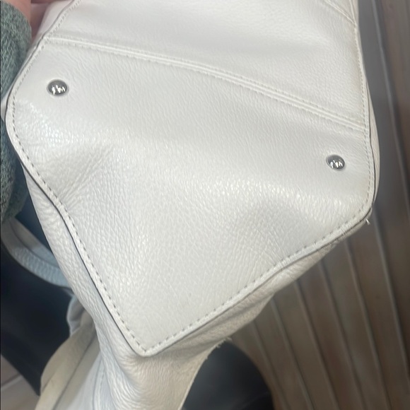 Aimee Kestenberg White Pebbled Leather Tote with Metallic Hardware - Picture 7 of 17